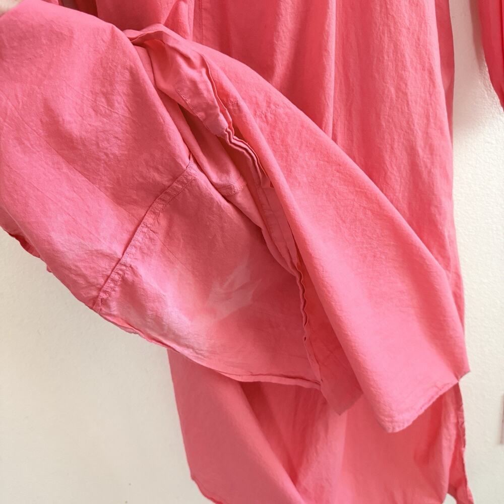 Xirena Cotton Maxi Dress XL Coral Pink Long Sleeve V-Neck Side Slits Boho READ! - Picture 11 of 16